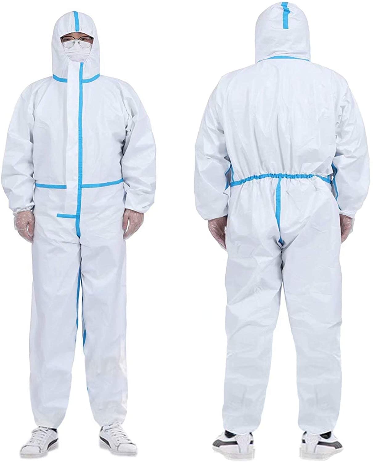 Disposable Protective Coverall Hooded Suit with Elastic Wrist and ...